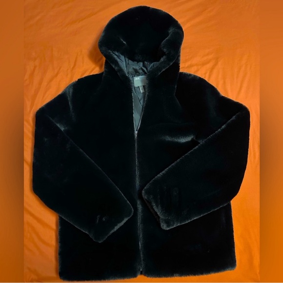 ASOS Design Hooded Faux Fur Jacket in Black - Picture 13 of 13